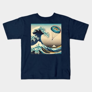 Kanagawa wave - Funny Parasailing Meme Kids T-Shirt